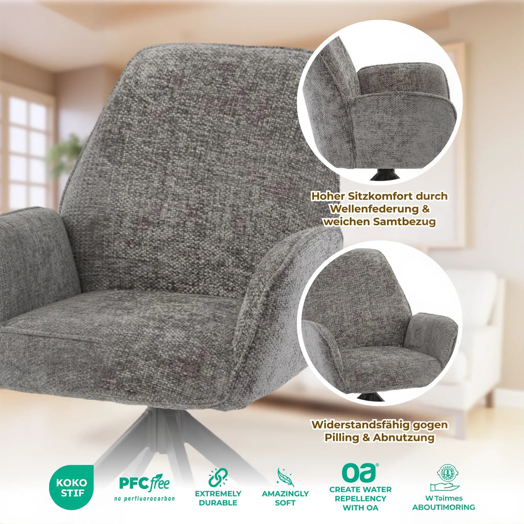 Esszimmerstuhl Dunkelgrau 360° Drehbar – Chenille | 2er, 4er & 6er Set