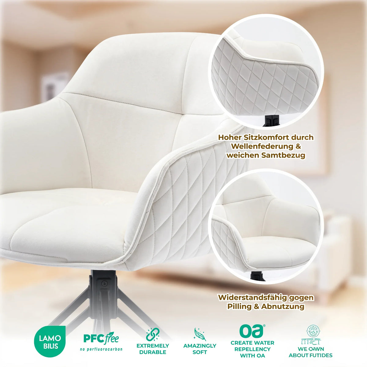 Esszimmerstuhl Beige 360° Drehbar – Samt | 2er, 4er & 6er Set