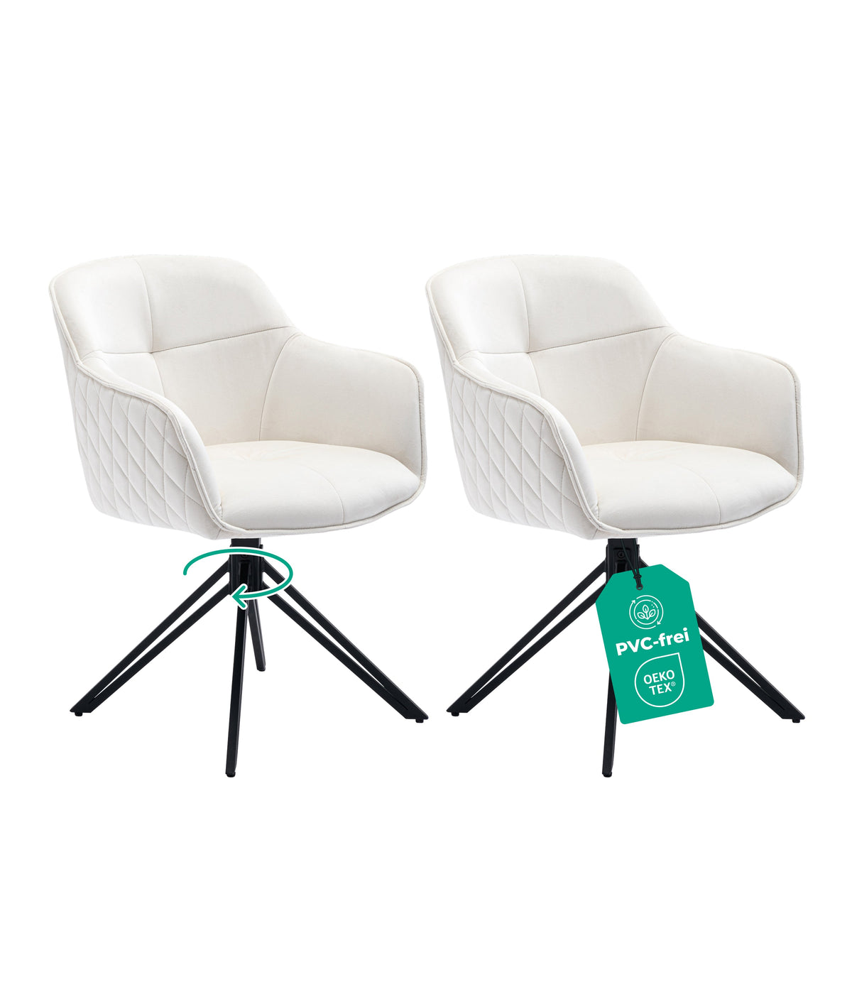 Esszimmerstuhl Beige 360° Drehbar – Samt | 2er, 4er & 6er Set