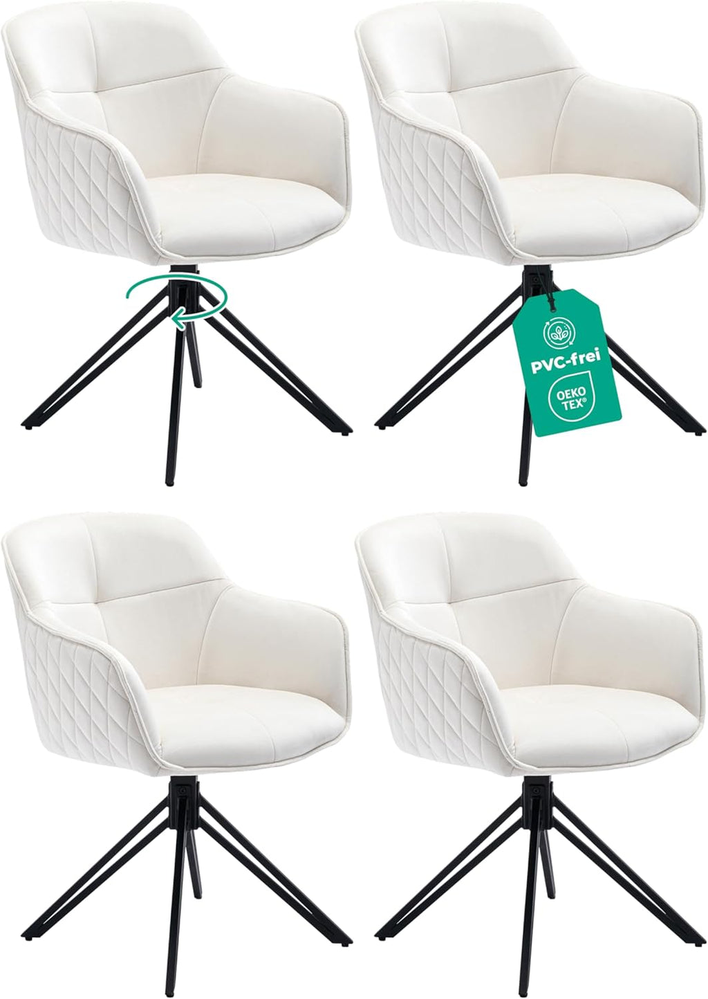 Esszimmerstuhl Beige 360° Drehbar – Samt | 2er, 4er & 6er Set