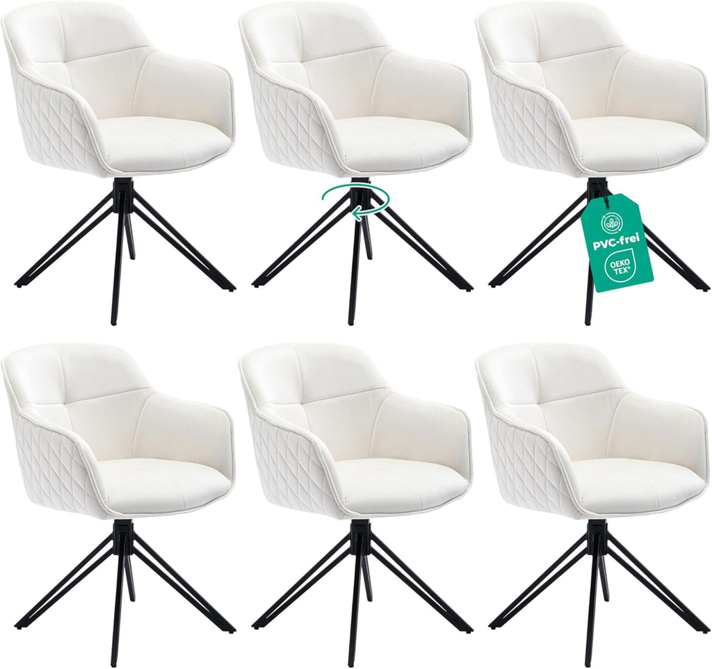 Esszimmerstuhl Beige 360° Drehbar – Samt | 2er, 4er & 6er Set