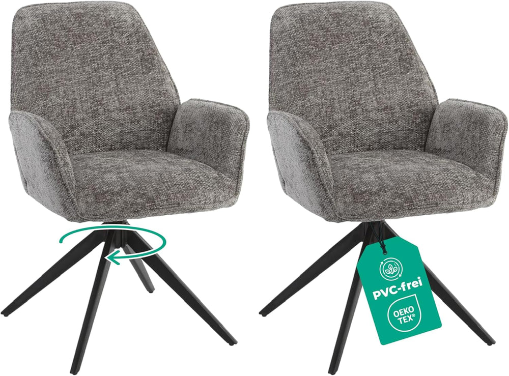 Esszimmerstuhl Dunkelgrau 360° Drehbar – Chenille | 2er, 4er & 6er Set